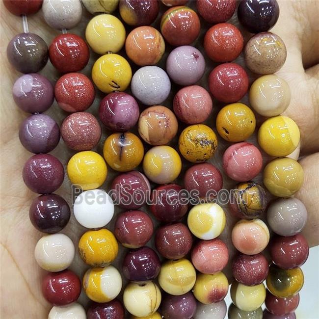 Natural Mookaite Beads Multicolor Smooth Round