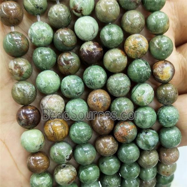 Natural Green Opal Beads Smooth Round