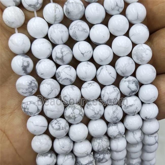 White Howlite Turquoise Beads Smooth Round