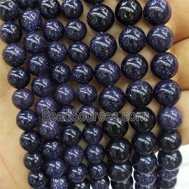 Blue Sandstone Beads Smooth Round