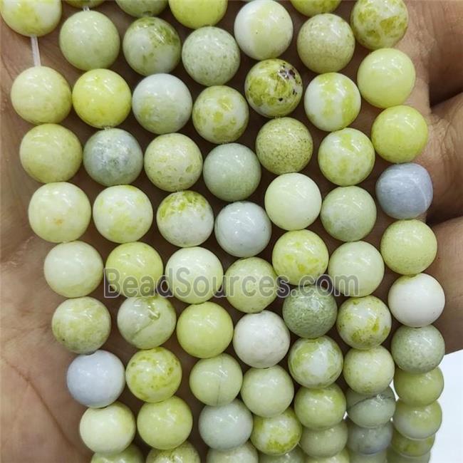 Natural Mustard Stone Jasper Beads Olive Smooth Round