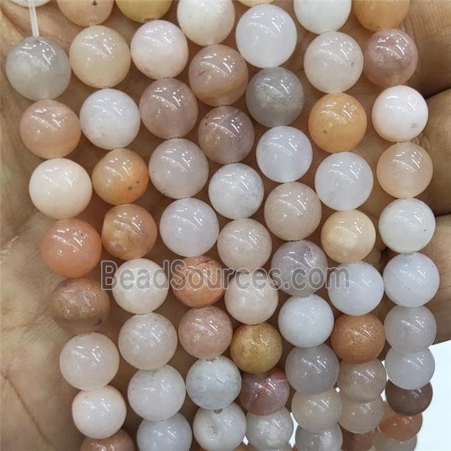 Natural Peach Aventurine Beads Smooth Round