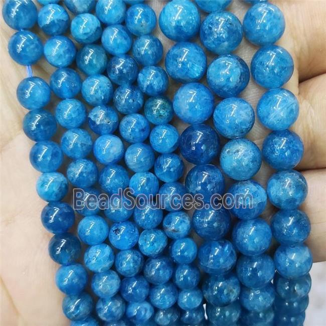 Natural Blue Apatite Beads AA-Grade Smooth Round