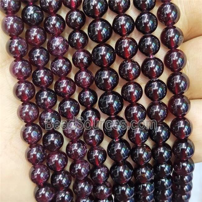 Natural Garnet Beads DarkRed Smooth Round