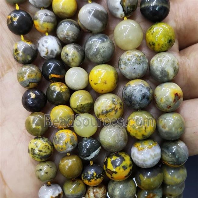 Natural Indonesia Bumblebee Jasper Beads Yellow Smooth Round