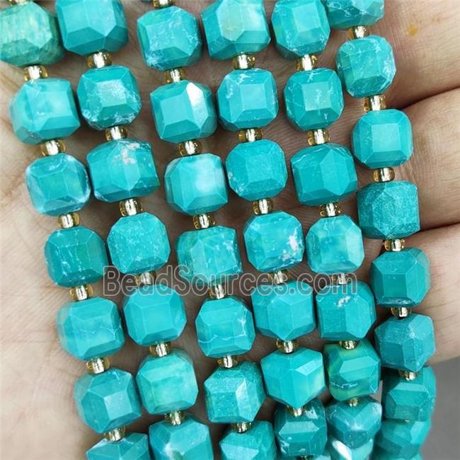 Green Magnesite Turquoise Cube Beads Dye Faceted