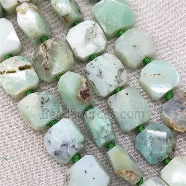 Natural Green Opal Beads Faceted Square