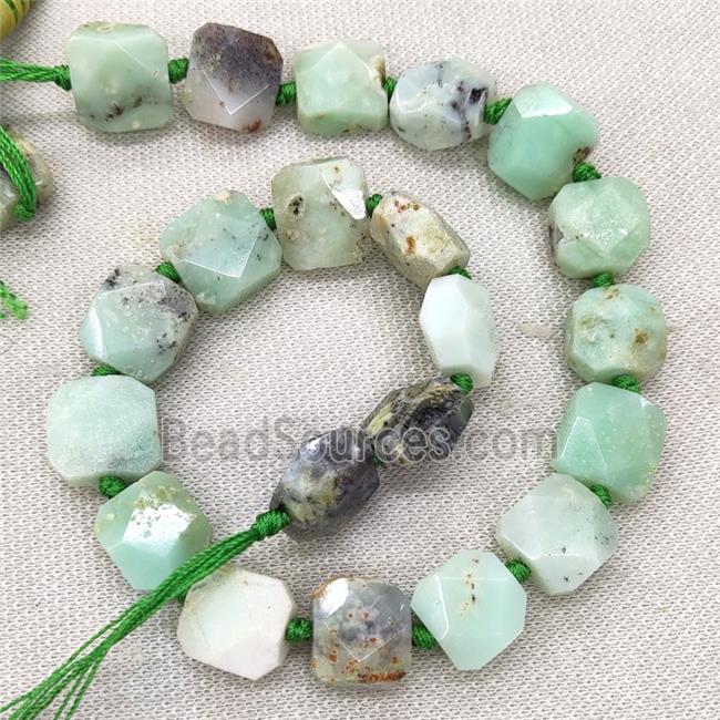 Natural Green Opal Beads Faceted Square