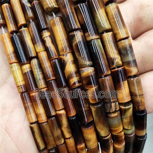 Natural Tiger Eye Stone Tube Beads