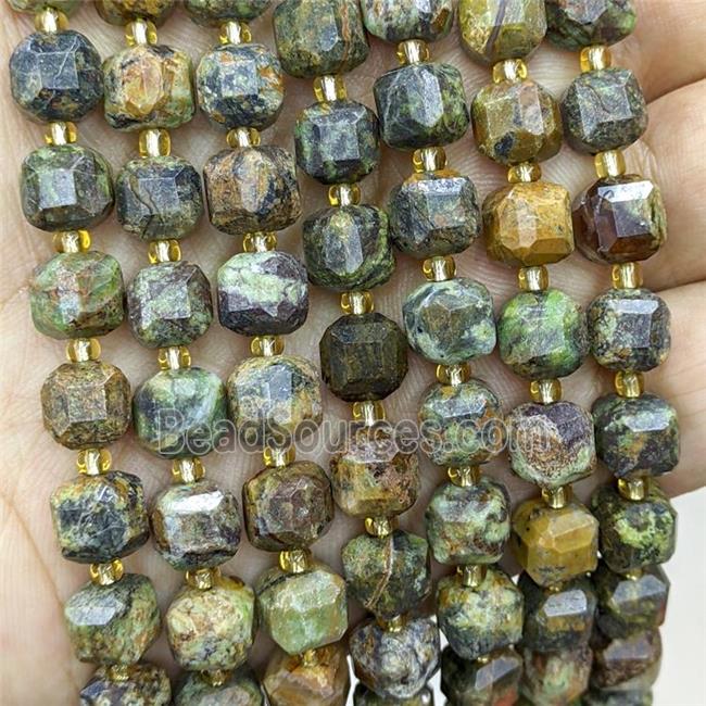 Natural Brazilian Opal Beads Faceted Cube Green