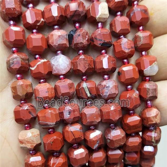 Natural Red Jasper Beads Faceted Cube