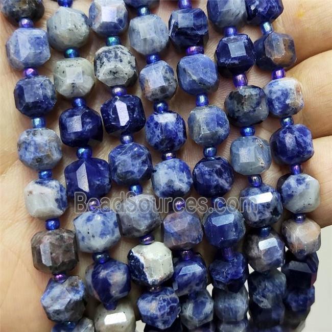 Natural Blue Sodalite Beads Faceted Cube