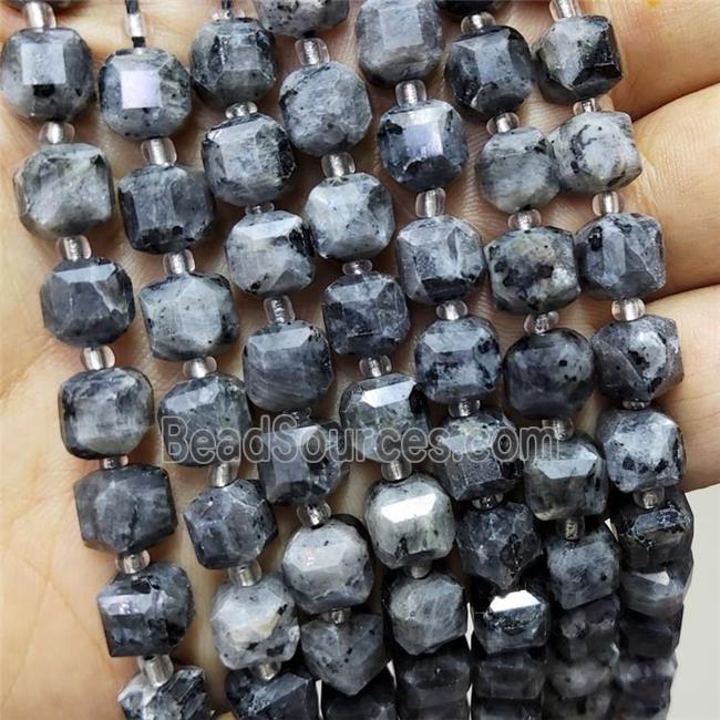 Natural Black Labradorite Beads Larvikite Faceted Cube