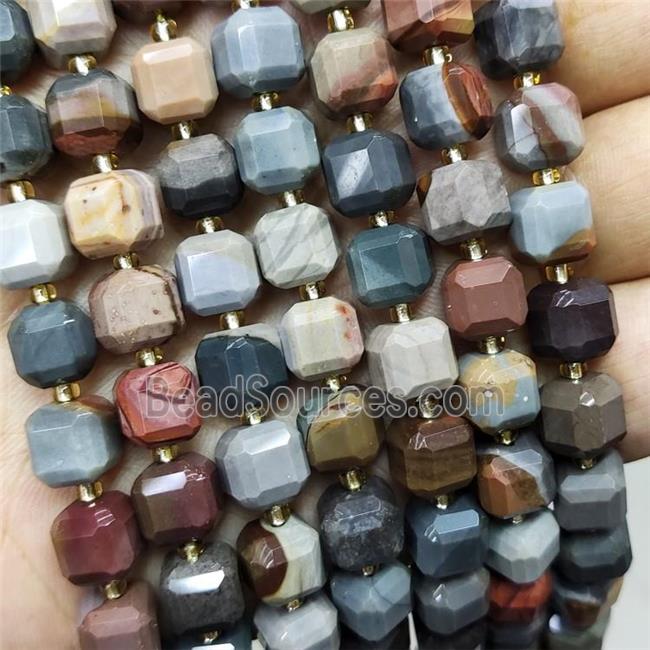 Natural Ocean Jasper Beads Faceted Cube Multicolor