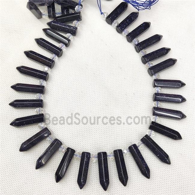 Natural Blue Sandstone Bullet Beads