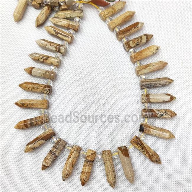 Natural Picture Jasper Bullet Beads