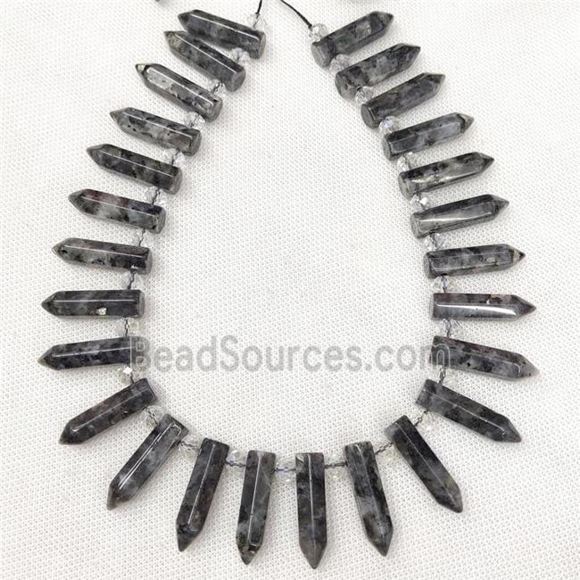 Natural Black Labradorite Bullet Beads Larvikite