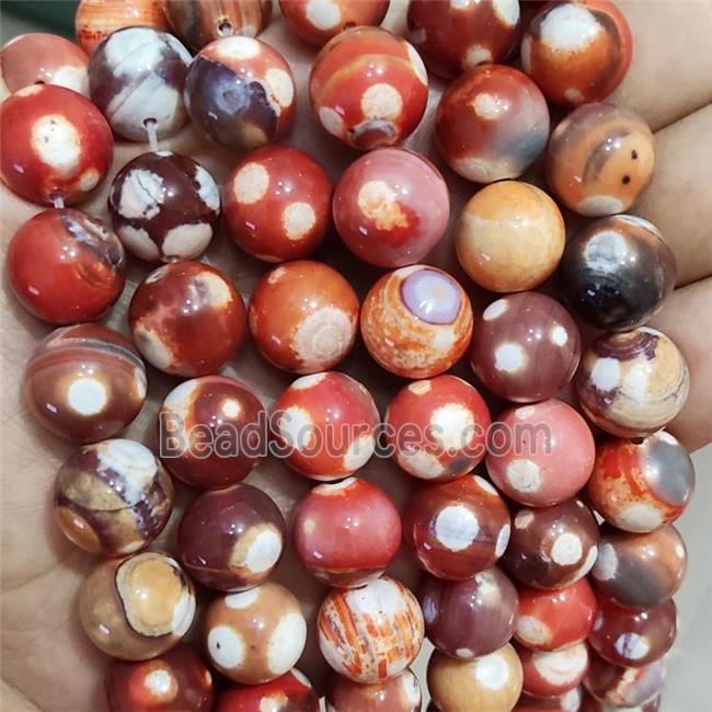 Natural Agate Beads Red Dye Smooth Round