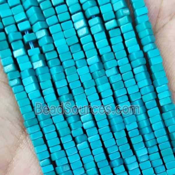 Blue Oxidative Agate Square Beads