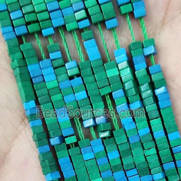 Greenblue Oxidative Agate Square Beads