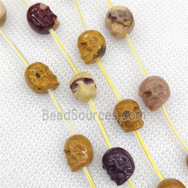 Natural Mookaite Skull Beads Carved