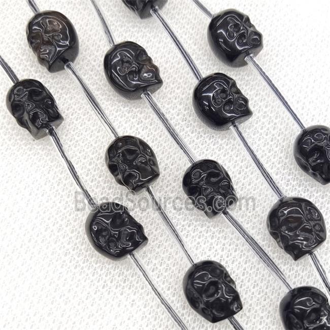 Natural Black Obsidian Skull Beads Carved