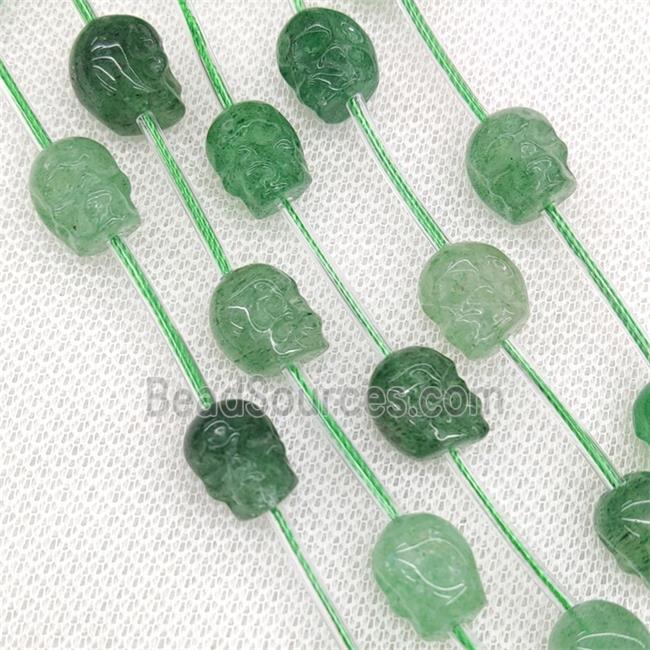 Natural Green Strawberry Quartz Skull Beads Carved