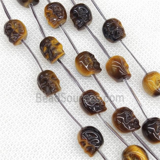 Natural Tiger Eye Stone Skull Beads Carved