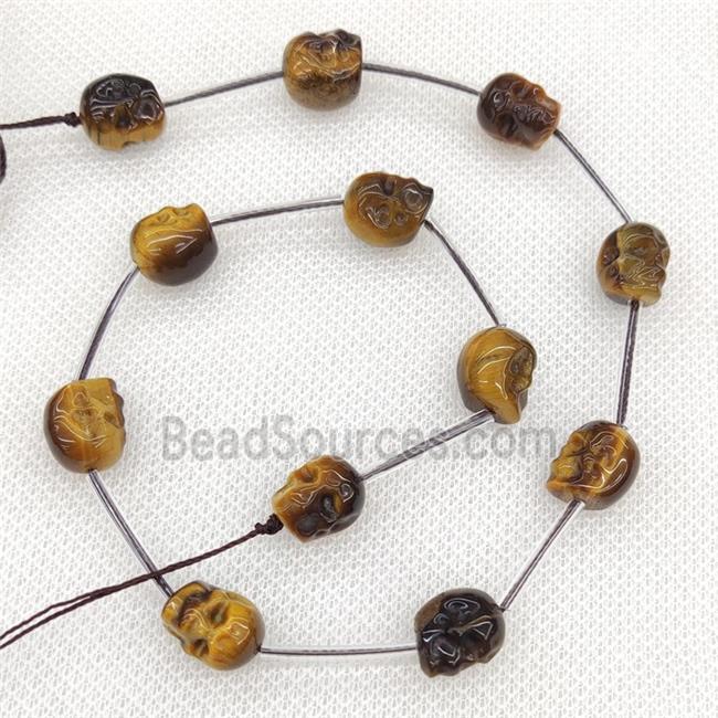 Natural Tiger Eye Stone Skull Beads Carved