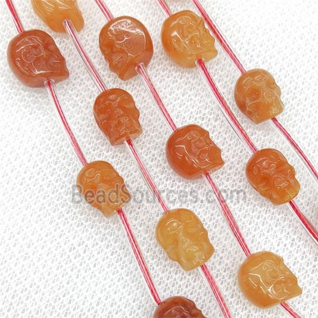 Natural Red Aventurine Skull Beads Carved