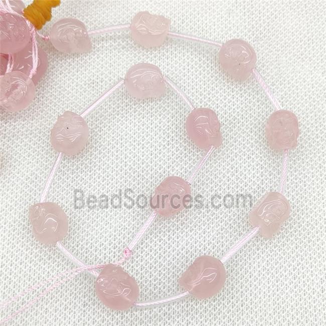 Natural Pink Rose Quartz Beads Skull Carved