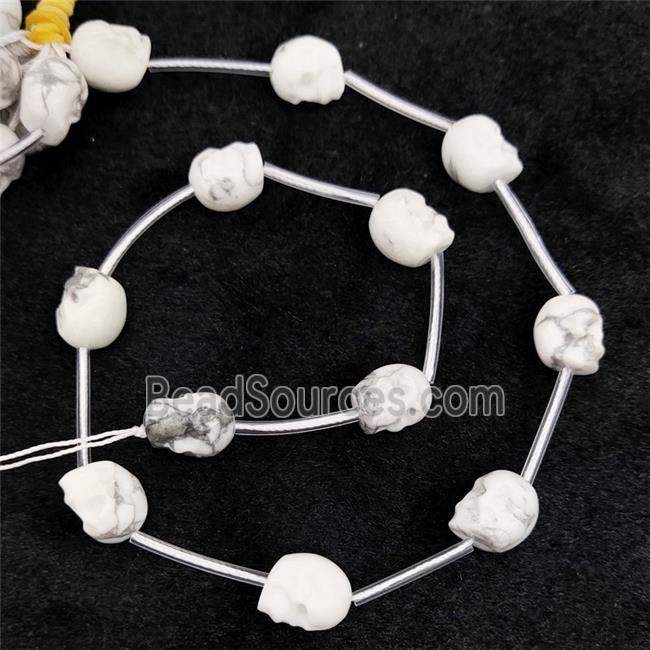 Natural White Howlite Turquoise Skull Beads Carved