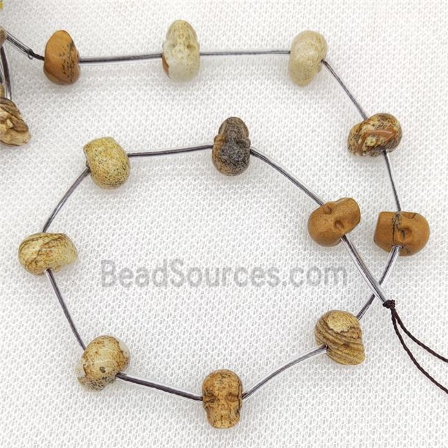 Natural Picture Jasper Skull Beads Carved