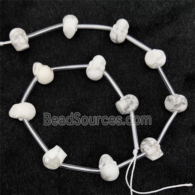 White Howlite Turquoise Skull Beads Carved