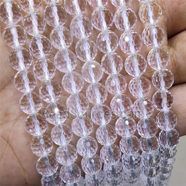 Clear Crystal Angola Quartz Beads Faceted Round