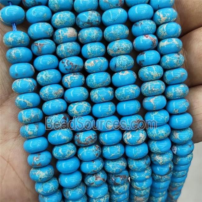 Blue Imperial Jasper Beads Dye Smooth Rondelle