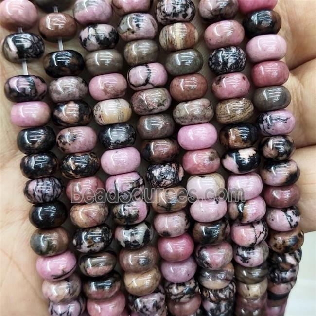 Natural Chinese Rhodonite Beads Pink Smooth Rondelle