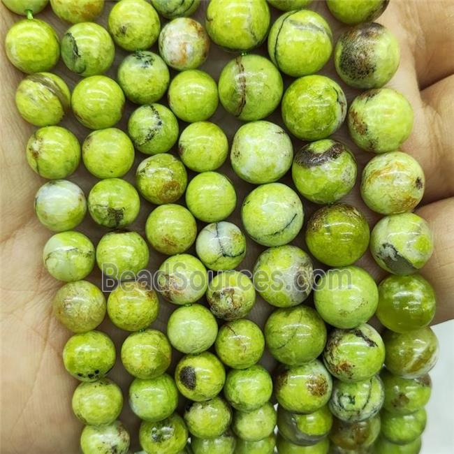 Natural Olive Opal Beads Smooth Round B-Grade