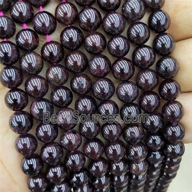 Natural Garnet Beads DarkRed Smooth Round