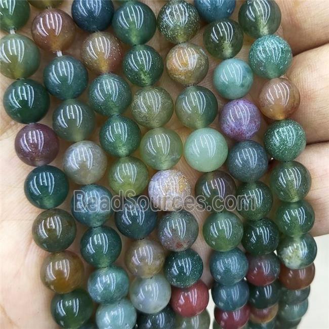 Natural Indian Agate Beads Multicolor Smooth Round