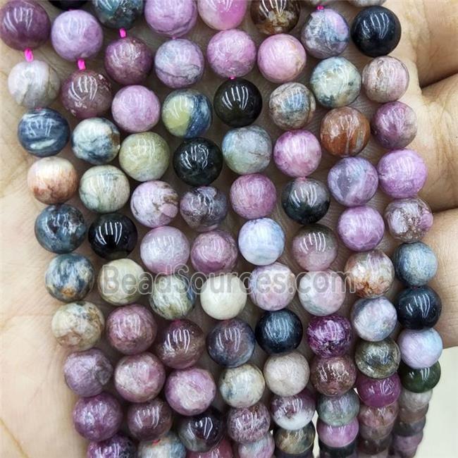 Natural Tourmaline Beads Pink Smooth Round