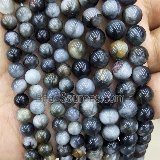 Natural Hawkeye Stone Beads Eagle Smooth Round