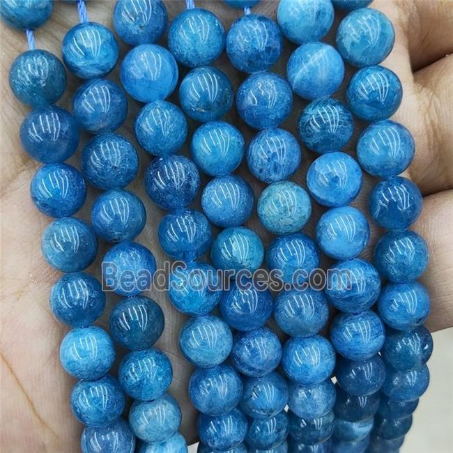 Natural Blue Apatite Beads Smooth Round