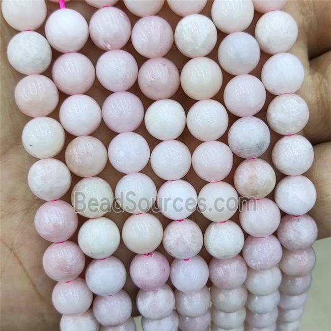 Natural Chinese Pink Opal Beads Smooth Round