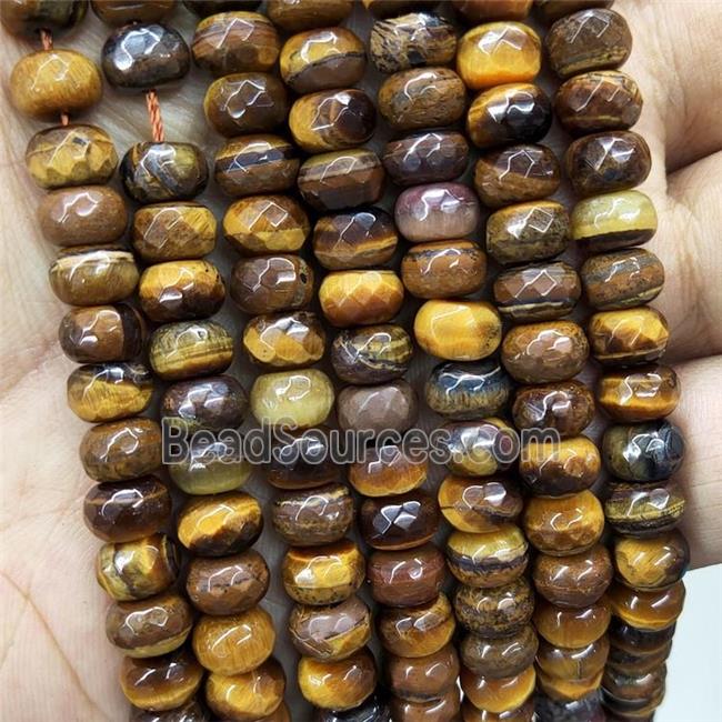 Natural Tiger Eye Stone Beads Faceted Rondelle