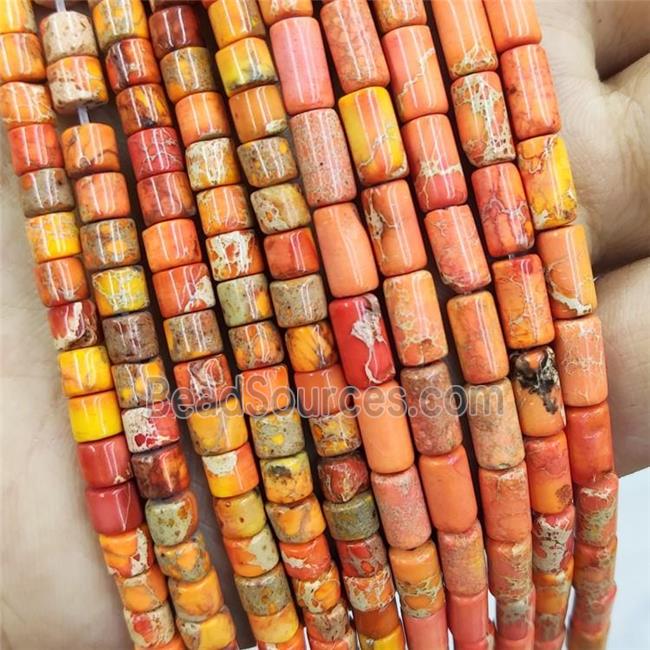 Imperial Jasper Tube Beads Orange