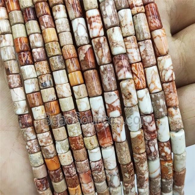 White Imperial Jasper Tube Beads