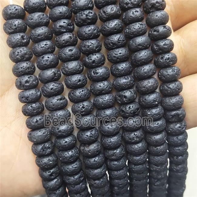 Black Lava Rock Stone Beads Rondelle