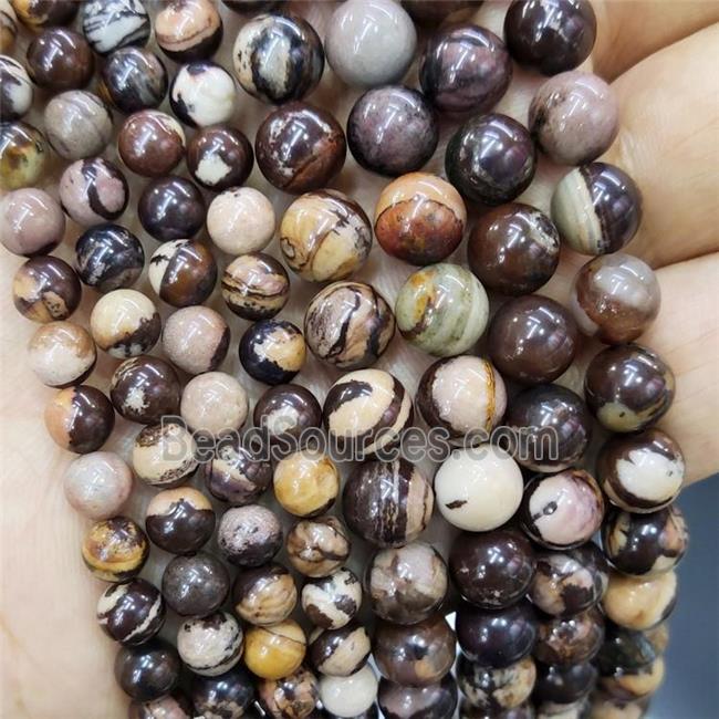 Natural Australian Zebra Jasper Beads A-Grade Smooth Round