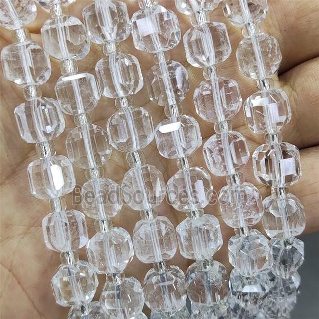 Natural Clear Quartz Beads Faceted Cube